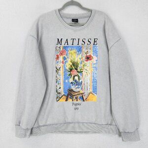 Henri Matisse Sweater Womens 3X Gray Poppies 1919 Art Floral Sweatshirt Pullover